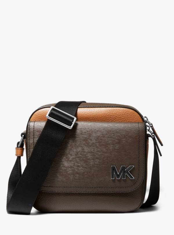 Panske Crossbody Kabelka Michael Kors Hudson Color-Blocked Leather Hnede - Tasky Michael Kors Nejlevnejsi | KCNVQ-1359